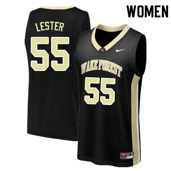 Women #55 Miles Lester Wake Forest Demon Deacons College Basketball Jerseys Sale-Black